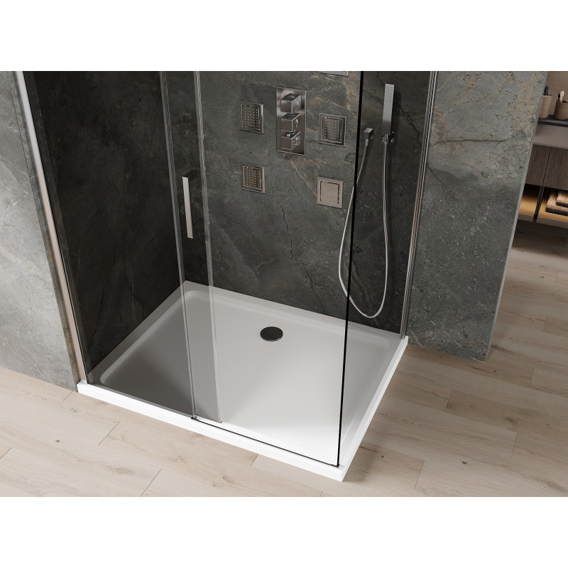 Mexen Omega posuvná sprchová kabina 110 x 90 cm, grafit, chrom + plochá vanička, bílá - 825-110-090-01-40-4010