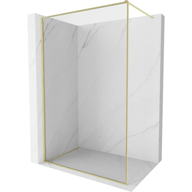Mexen Kioto-XF sprchová stěna Walk-in s rámem 110 x 202 cm, transparentní 10 mm, zlatá kartáčovaná - 800-110-104-55-00-X