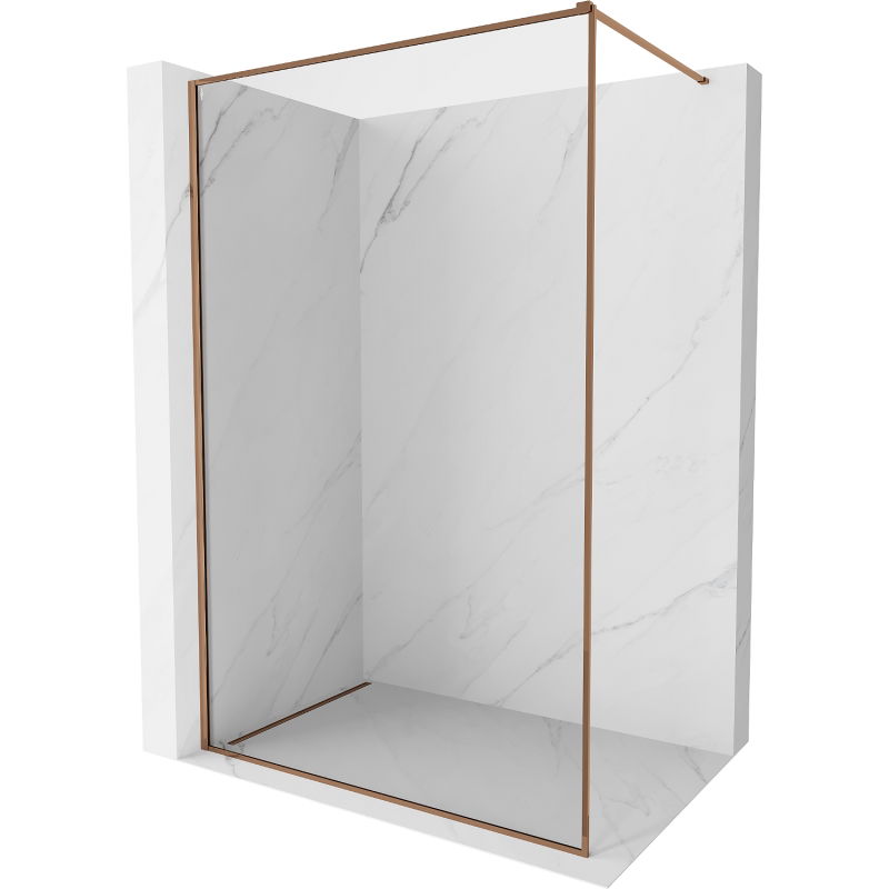 Mexen Kioto-XF sprchová stěna Walk-in s rámem 50 x 202 cm, transparentní 10 mm, růžové zlato - 800-050-104-60-00-X