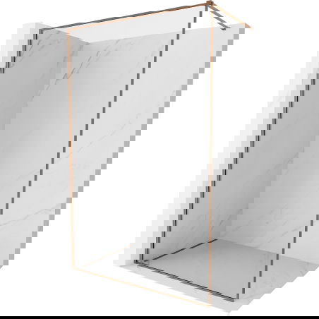 Mexen Kioto-XF sprchová stěna Walk-in s rámem 50 x 202 cm, transparentní 10 mm, růžové zlato - 800-050-104-60-00-X