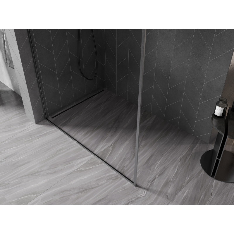 Mexen Kioto-XF sprchová stěna Walk-in s rámem 160 x 202 cm, transparentní 10 mm, kartáčovaná gun gray