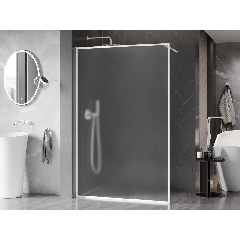 Mexen Kioto-XF sprchová stěna Walk-in s rámem 90 x 202 cm, mat 10 mm, bílá - 800-090-104-20-30-X