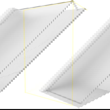 Mexen Kioto-XF sprchová stěna Walk-in s rámem 100 x 202 cm, matné sklo 10 mm, zlatá kartáčovaná - 800-100-104-55-30-X