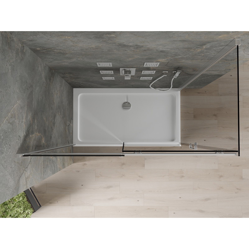 Mexen Omega posuvná sprchová kabina 130 x 70 cm, grafit, chrom + vanička Flat, bílá - 825-130-070-01-40-4010