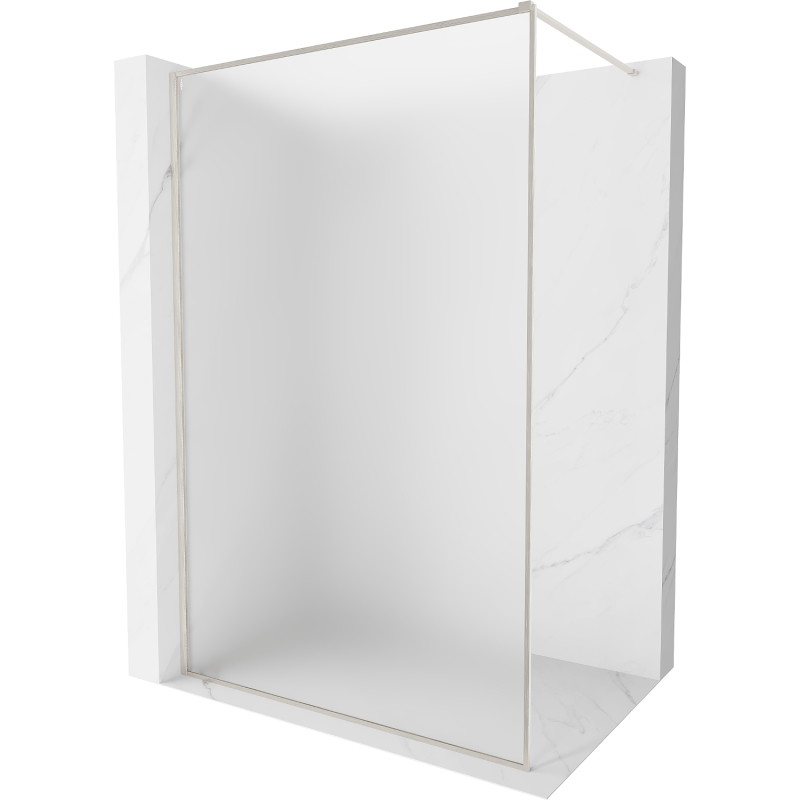 Mexen Kioto-XF sprchová stěna Walk-in s rámem 90 x 202 cm, námraza 10 mm, kartáčovaný nikl - 800-090-104-97-30-X