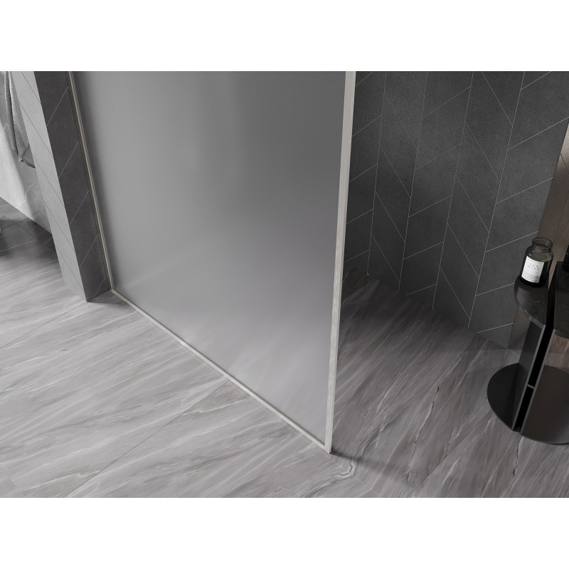 Mexen Kioto-XF sprchová stěna Walk-in s rámem 90 x 202 cm, námraza 10 mm, kartáčovaný nikl - 800-090-104-97-30-X