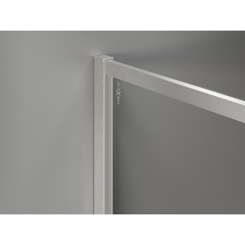 Mexen Kioto-XF sprchová stěna Walk-in s rámem 90 x 202 cm, námraza 10 mm, kartáčovaný nikl - 800-090-104-97-30-X