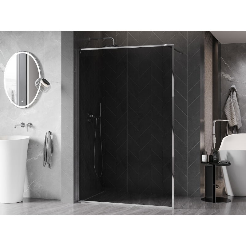 Mexen Kioto-XF sprchová stěna Walk-in s rámečkem 90 x 202 cm, grafit 10 mm, chrom - 800-090-104-01-40-X