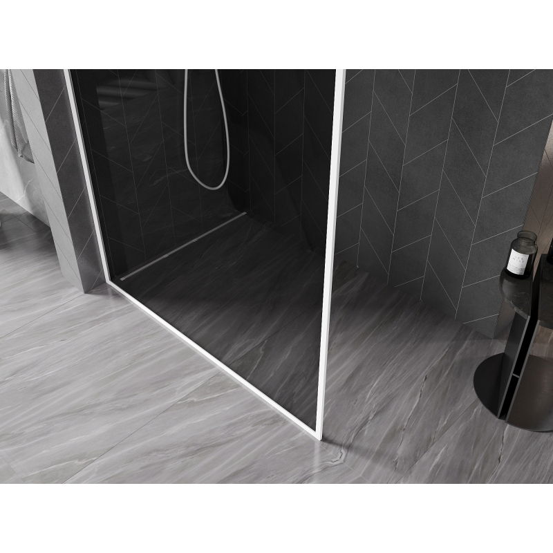 Mexen Kioto-XF sprchová stěna Walk-in s rámem 60 x 202 cm, grafit 10 mm, bílá - 800-060-104-20-40-X