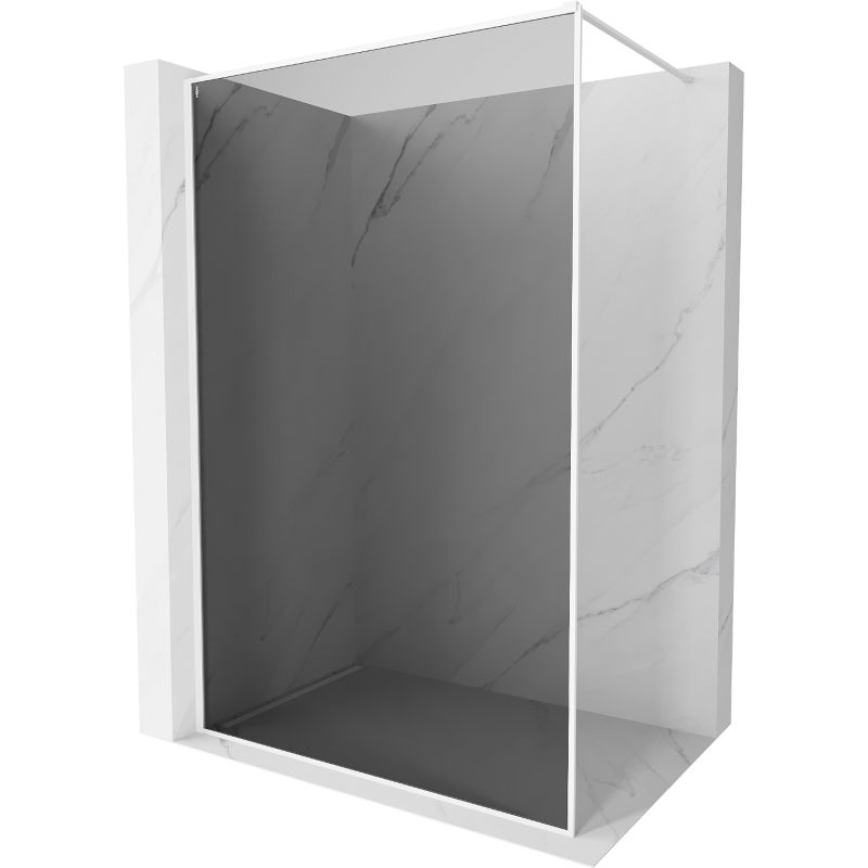 Mexen Kioto-XF stěnová sprchová zástěna Walk-in s rámem 80 x 202 cm, grafit 10 mm, bílá - 800-080-104-20-40-X