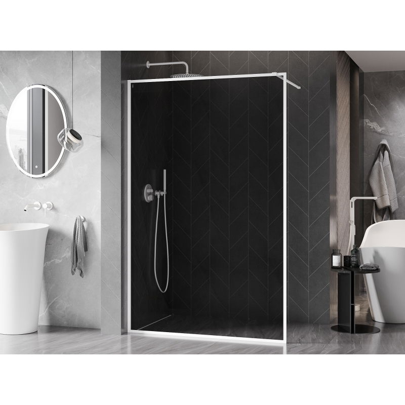 Mexen Kioto-XF sprchová stěna Walk-in s rámem 100 x 202 cm, grafit 10 mm, bílá - 800-100-104-20-40-X