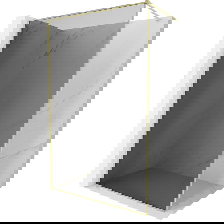 Mexen Kioto-XF sprchová stěna Walk-in s rámem 80 x 202 cm, grafit 10 mm, zlatá kartáčovaná - 800-080-104-55-40-X