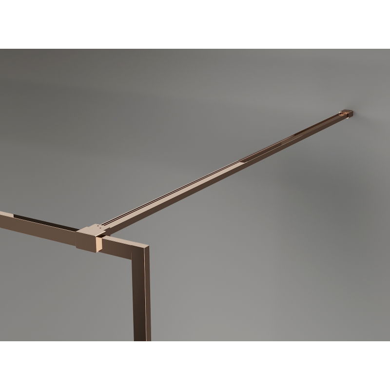 Mexen Kioto-XF sprchová stěna Walk-in s rámem 130 x 202 cm, grafit 10 mm, růžové zlato - 800-130-104-60-40-X