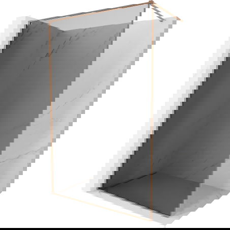 Mexen Kioto-XF Sprchová stěna Walk-in s rámem 150 x 202 cm, grafit 10 mm, kartáčovaná měď - 800-150-104-65-40-X