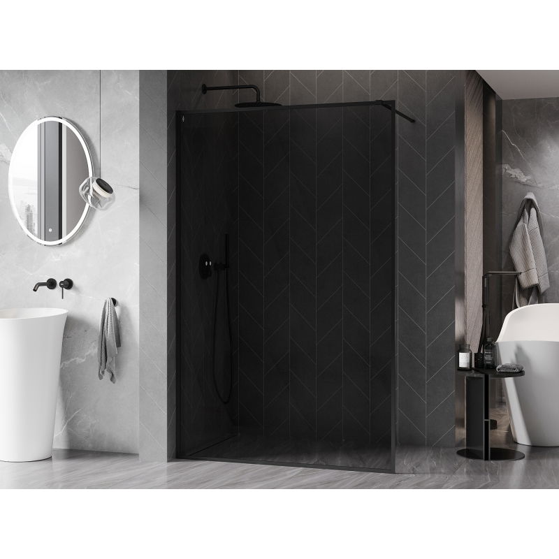 Mexen Kioto-XF sprchová stěna Walk-in s rámem 90 x 202 cm, grafit 10 mm, černá - 800-090-104-70-40-X