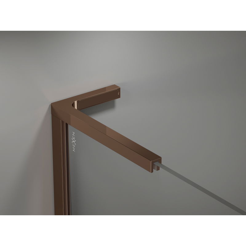 Mexen Kioto-X L sprchová stěna Walk-in 100 x 200 cm, transparentní 10 mm, růžové zlato - 800-100-107-60-00-X