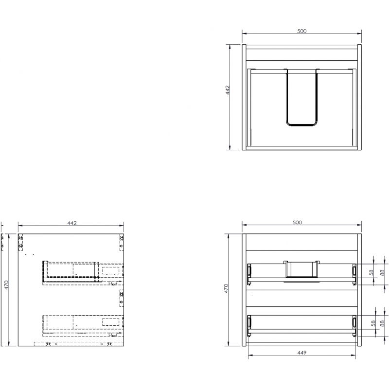 Mexen Box-A korpus skříňky pod umyvadlo 50 cm, 2 zásuvky, dub - 91AX0-0500-470-2-81