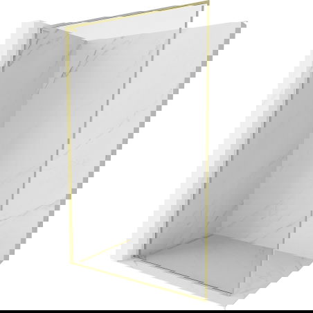 Mexen Kioto-F L Walk-in sprchová stěna s rámem 50 x 202 cm, transparentní 8 mm, zlatá kartáčovaná - 800-050-174-55-00