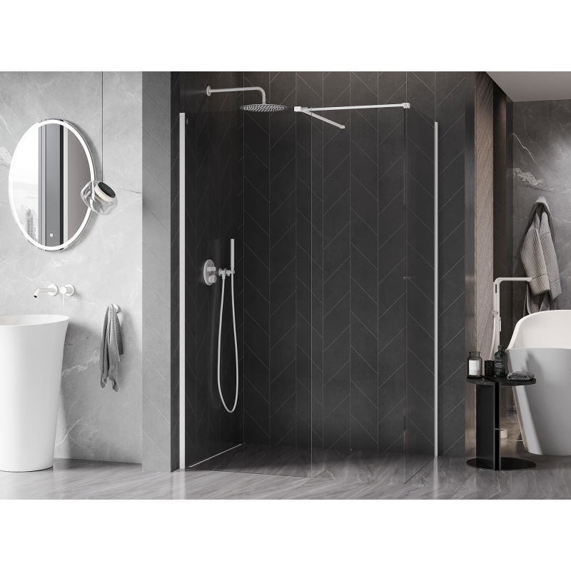 Mexen Kioto-X sprchová stěna Walk-in 140 x 110 cm, průhledná 10 mm, bílá - 800-140-202-20-00-110-X