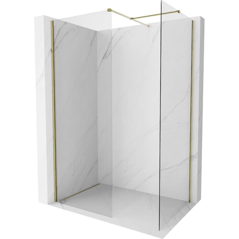 Mexen Kioto-X sprchová stěna Walk-in 140 x 80 cm, transparentní 10 mm, zlatá - 800-140-202-50-00-080-X