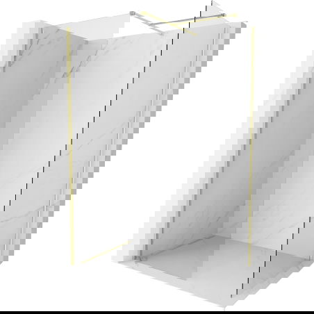 Mexen Kioto-X sprchová stěna Walk-in 90 x 90 cm, transparentní 10 mm, zlatá kartáčovaná - 800-090-202-55-00-090-X