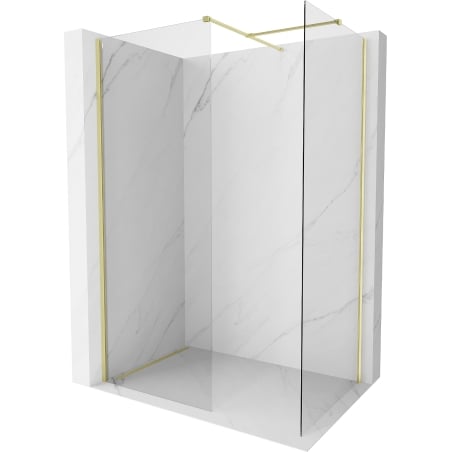 Mexen Kioto-X sprchová stěna Walk-in 110 x 110 cm, transparentní 10 mm, zlatá kartáčovaná - 800-110-202-55-00-110-X