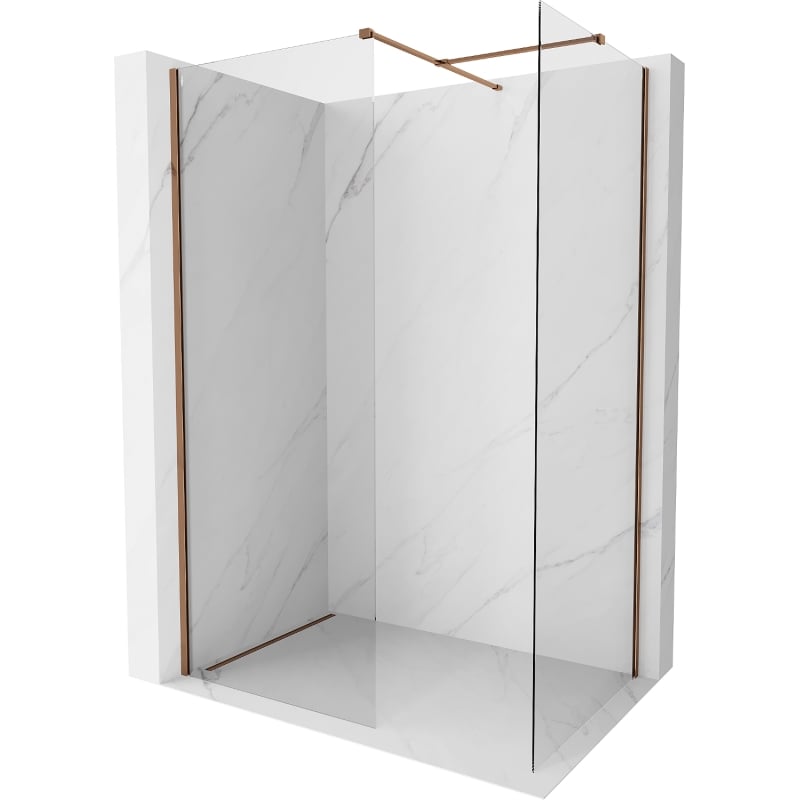 Mexen Kioto-X sprchová stěna Walk-in 110 x 110 cm, transparentní 10 mm, růžové zlato - 800-110-202-60-00-110-X