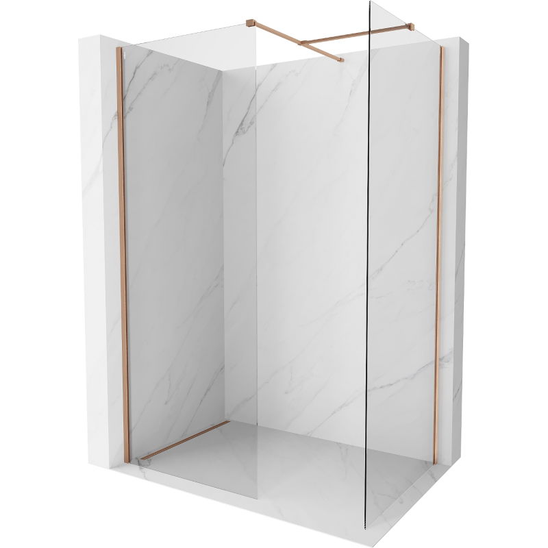 Mexen Kioto-X sprchová stěna Walk-in 80 x 80 cm, průhledná 10 mm, kartáčovaná měď - 800-080-202-65-00-080-X