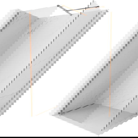 Mexen Kioto-X sprchová stěna Walk-in 90 x 90 cm, transparentní 10 mm, kartáčovaná měď - 800-090-202-65-00-090-X