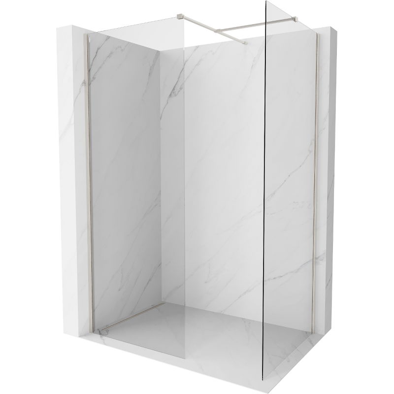 Mexen Kioto-X sprchová stěna Walk-in 130 x 110 cm, transparentní 10 mm, kartáčovaný nikl - 800-130-202-97-00-110-X
