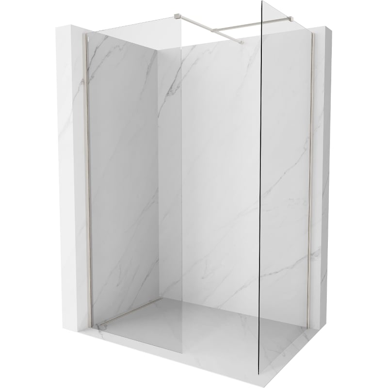Mexen Kioto-X sprchová stěna Walk-in 140 x 120 cm, transparentní 10 mm, kartáčovaný nikl - 800-140-202-97-00-120-X