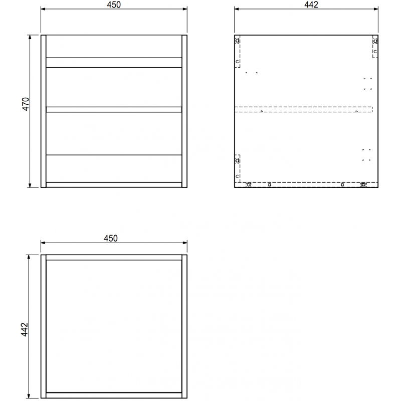 Mexen Box-A korpus skříňky pod umyvadlo 45 cm, černý lesk - 91AX1-0450-470-1-70