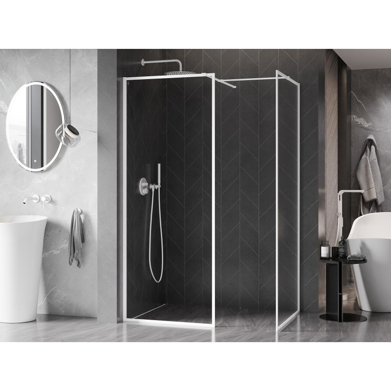 Mexen Kioto-XF sprchová zástěna Walk-in s rámem 120 x 80 cm, transparentní 10 mm, bílá - 800-120-202-04-20-080-XF