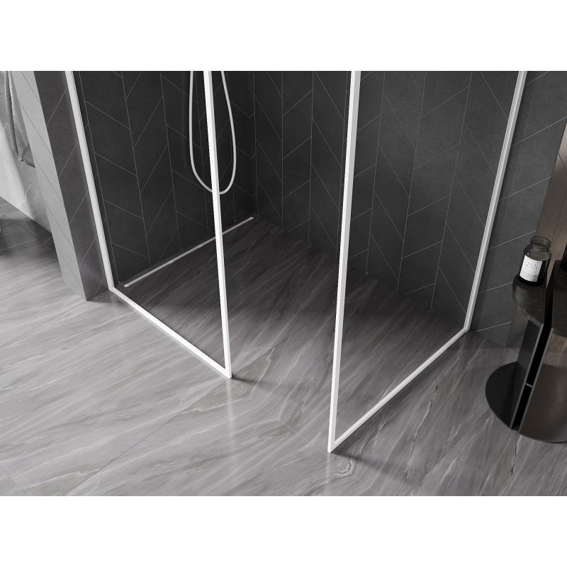 Mexen Kioto-XF Sprchová stěna Walk-in s rámem 160 x 120 cm, transparentní 10 mm, bílá - 800-160-202-04-20-120-XF