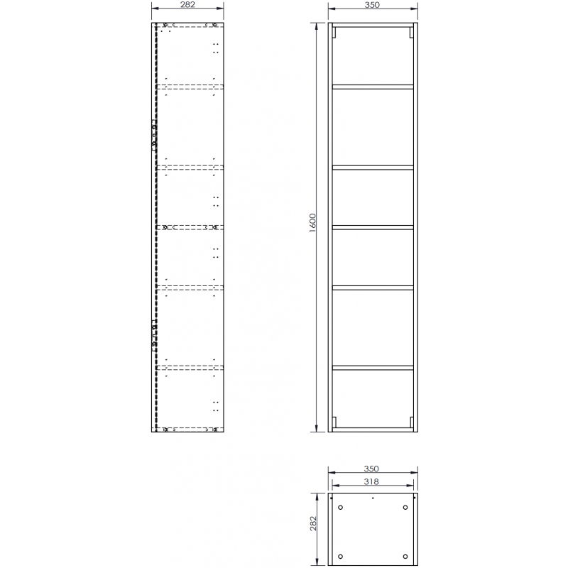 Mexen Box-A korpus sloupku koupelnového 35 cm, grafit mat - 91AX1-1600-300-1-66