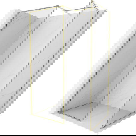 Mexen Kioto-XF sprchová stěna Walk-in s rámem 130 x 90 cm, transparentní 10 mm, zlatá - 800-130-202-04-50-090-XF