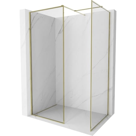 Mexen Kioto-XF sprchová stěna Walk-in s rámem 120 x 120 cm, transparentní 10 mm, zlatá - 800-120-202-04-50-120-XF