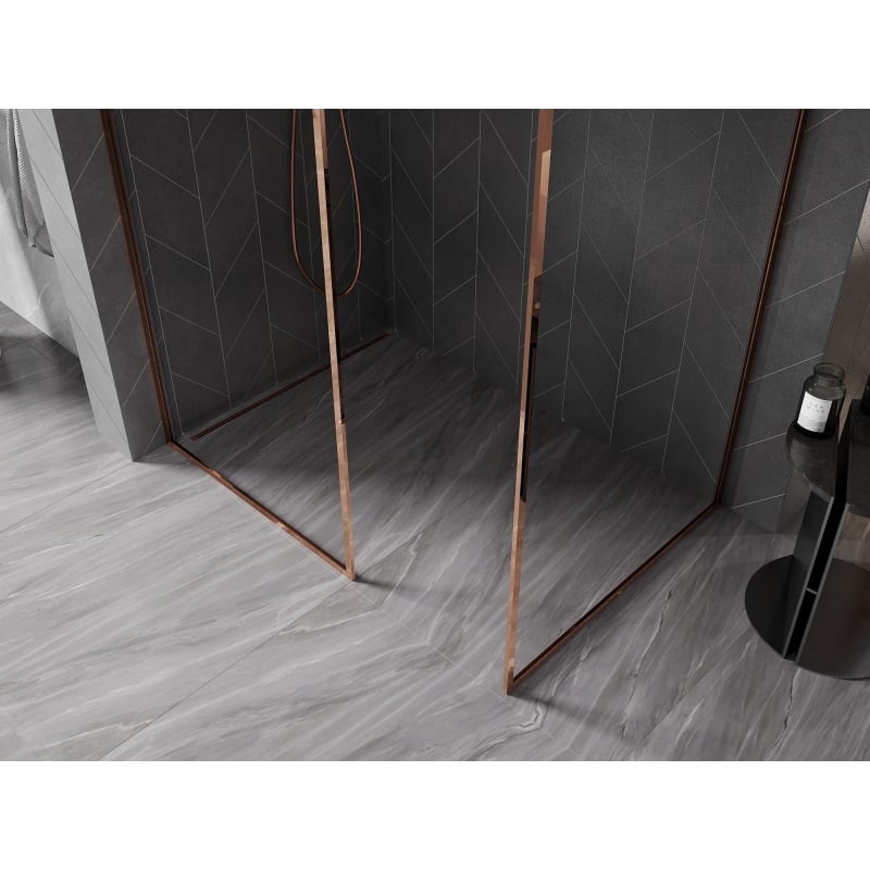 Mexen Kioto-XF sprchová stěna Walk-in s rámem 160 x 80 cm, transparentní 10 mm, růžové zlato - 800-160-202-04-60-080-XF
