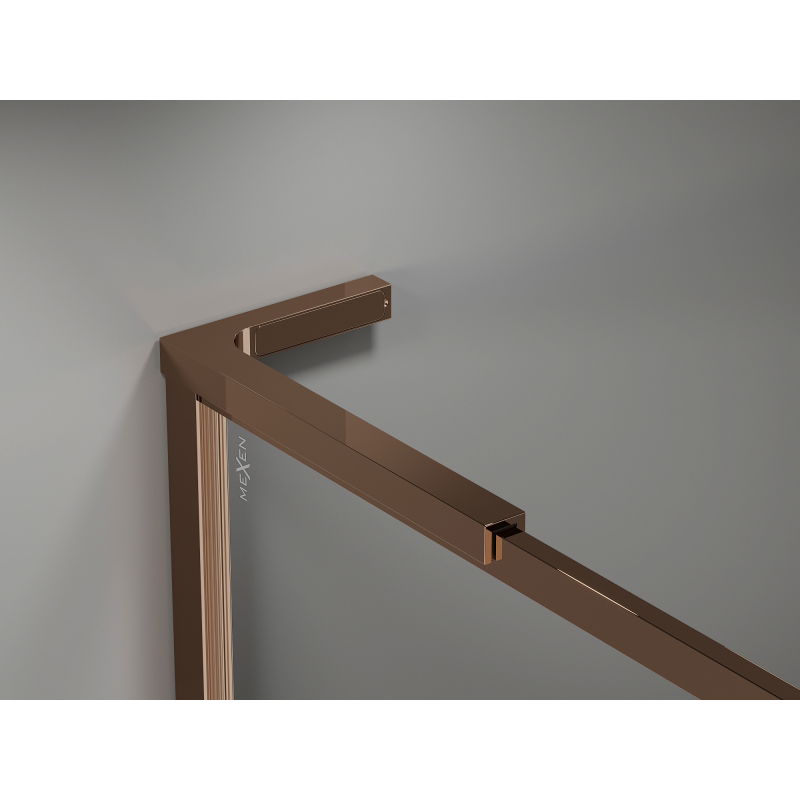 Mexen Kioto-F L sprchová stěna Walk-in s rámem 85 x 202 cm, transparentní 8 mm, růžové zlato - 800-085-174-60-00