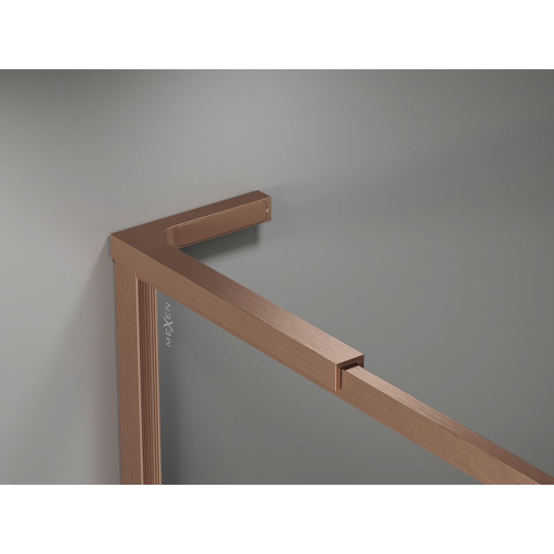 Mexen Kioto-F L sprchová stěna Walk-in s rámem 50 x 202 cm, transparentní 8 mm, kartáčovaná měď - 800-050-174-65-00