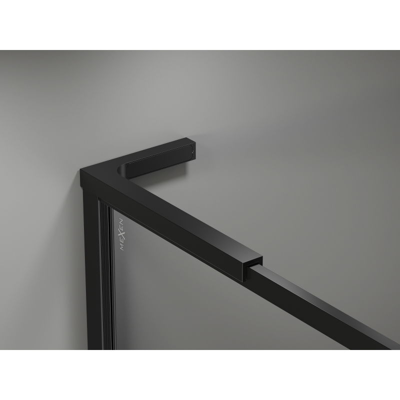 Mexen Kioto-F L, sprchová stěna Walk-in s rámem 60 x 202 cm, průhledná 8 mm, černá - 800-060-174-70-00