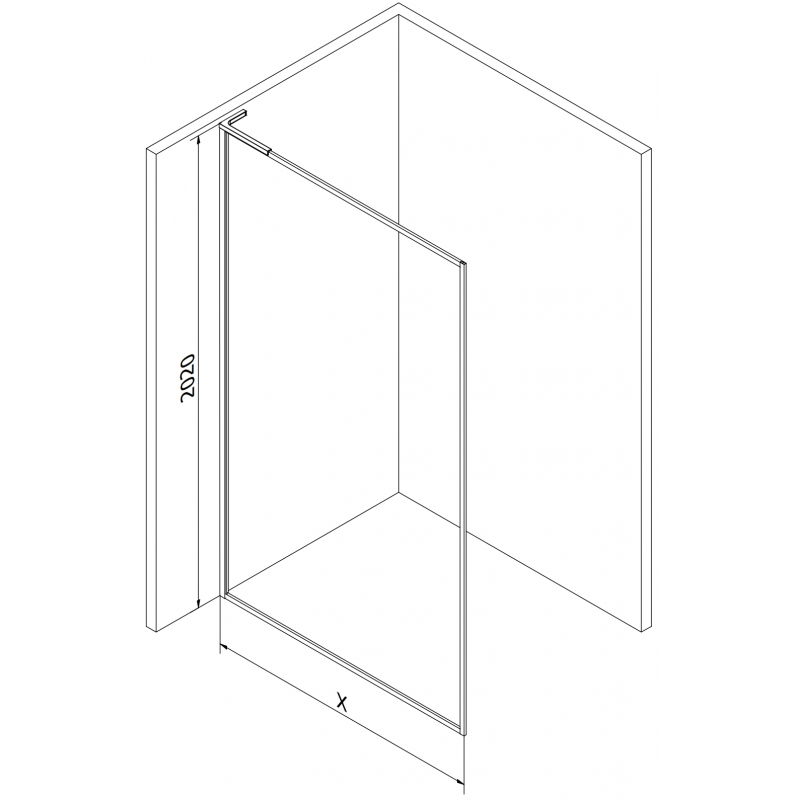 Mexen Kioto-XF L sprchová stěna Walk-in s rámem 90 x 202 cm, transparentní 10 mm, růžové zlato - 800-090-174-60-00-XF