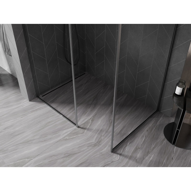 Mexen Kioto-XF sprchová stěna Walk-in s rámem 150x90 cm, transparentní 10 mm gun gray kartáčovaný