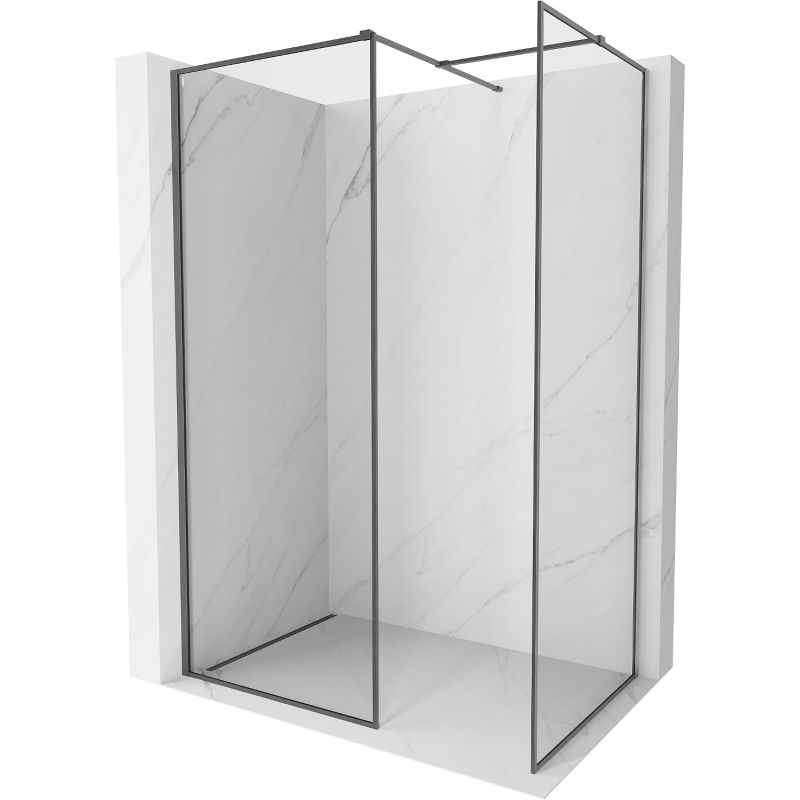 Mexen Kioto-XF sprchová stěna Walk-in s rámem 100x100 cm transparentní 10 mm grafit kartáčovaný - 800-100-202-04-66-100-XF