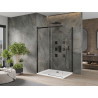 Mexen Omega sprchový kout posuvný 120 x 70 cm, transparentní, černý + vanička Flat, bílá - 825-120-070-70-00-4010B