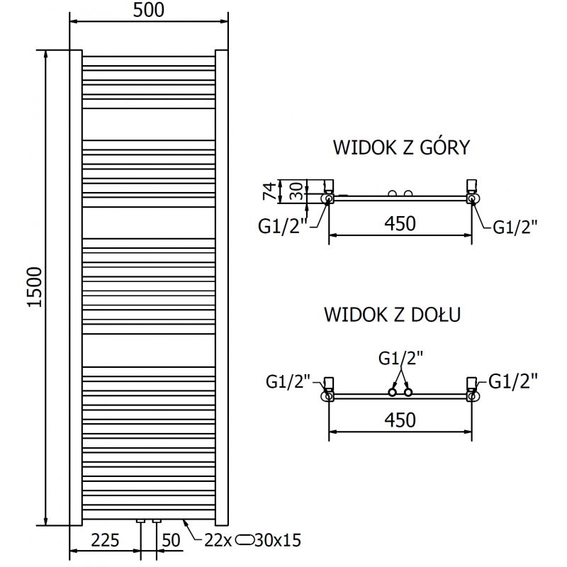 Mexen Hades elektrický radiátor 1500 x 500 mm, 600 W, zlatý - W104-1500-500-2600-50