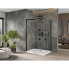 Mexen Omega posuvná sprchová kabina 130 x 90 cm, transparentní, černá + vanička Flat, bílá - 825-130-090-70-00-4010B