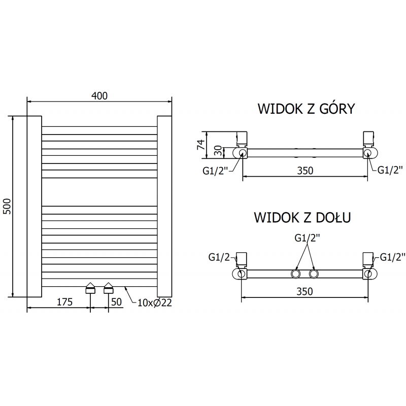 Mexen Mars koupelnový radiátor 500 x 400 mm, 141 W, zlatý - W110-0500-400-00-50