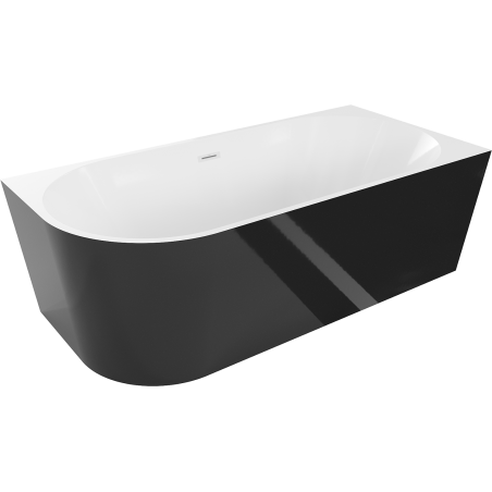 Mexen Mia volně stojící rohová pravá vana 140 x 75 cm, bílá/černá, bílý přeliv - 52691407575P-20