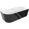 Mexen Mia volně stojící rohová pravá vana 140 x 75 cm, bílá/černá, přepad kartáčovaný nikl - 52691407575P-97
